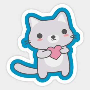 Cute Cat With A Heart T-Shirt Sticker